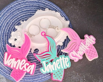 Personalized Mermaid Acrylic Name Keychain • Custom Bag Tag, Kids Backpack Charm