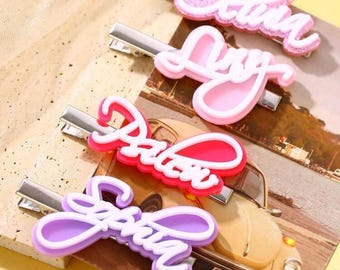 Personalized Name Bobby Pins | Custom Name Hair Pins | Initial and Word Barrette | Bridal & Bridesmaid Hair Accessory Gift | Gift for Her