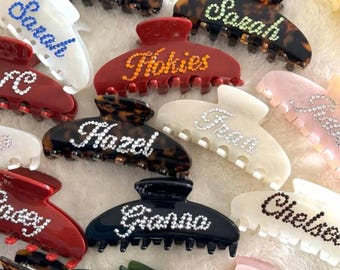 Personalized Rhinestone Pearl Hair Clip, Custom Name Hair Claw Clip, Bridesmaid Proposal Gift, Wedding Hair Accessory, Gift for Her