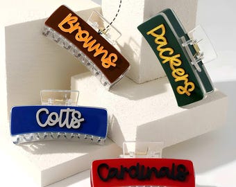 Custom Name Game Day Hair Claw Clip, Personalized Sports Accessory