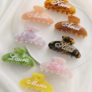 Custom Name Hair Claw Clip, Personalized Gift for Her, Bridesmaid Hair Accessory, Birthday Gift with Name, Cute Custom Hair Clip, Party Gift