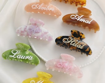 Custom Name Hair Claw Clip, Personalized Bridesmaid Gift