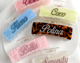 Personalized Rhinestone Pearl Hair Claw Clip – Bridal Party Accessory