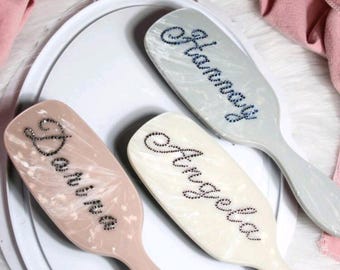 Personalized Rhinestone Paddle Hair Brush, Custom Bridesmaid Gift