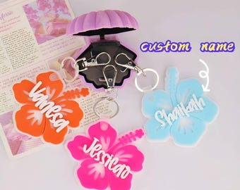Personalized Acrylic Flower Keychain, Custom Name Bag Tag, Cheerleader Gift, Sports Charm
