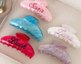 Personalized Rhinestone Name Hair Claw Clip, Bridesmaid Gift