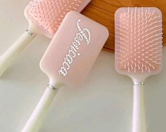 Custom Name Rhinestone Hair Brush, Personalized Paddle Brush