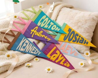Personalized Felt Name Pennant | Custom Nursery Flag, Kids Room Decor