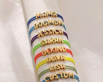 Gold Plated 3D Bubble Name Bracelet • Custom Name Bracelet • Puff Initial Cord Bracelet • Personalized Gift • Best Friend Gift • BFF Jewelry
