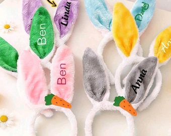 Custom Name Easter Bunny Headband, Personalized Kids Ears, Easter Basket Gift