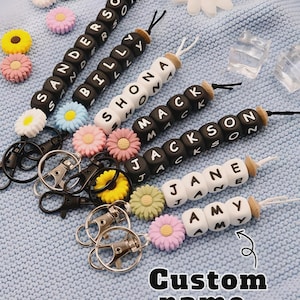 Personalized Name Keychain: Custom Beaded Bag Charm, Birthday Gift