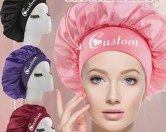 Gorro de dormir de satén con nombre personalizado: gorro de seda personalizado