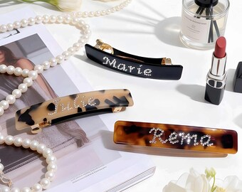 Personalized Rhinestone Name Hair Clip, Custom Bridal Party Accessories