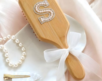 Custom Name Hair Brush, Personalized Bridesmaid Gift, Engraved Bamboo Paddle Brush