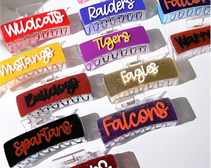 Personalized Team Name Hair Claw Clip: Game Day Sports Gift