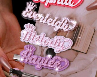 Custom Name Hair Pins | Personalized Name Bobby Pins | Initial and Word Barrette | Bridal & Bridesmaid Hair Accessory Gift | Gift for Her