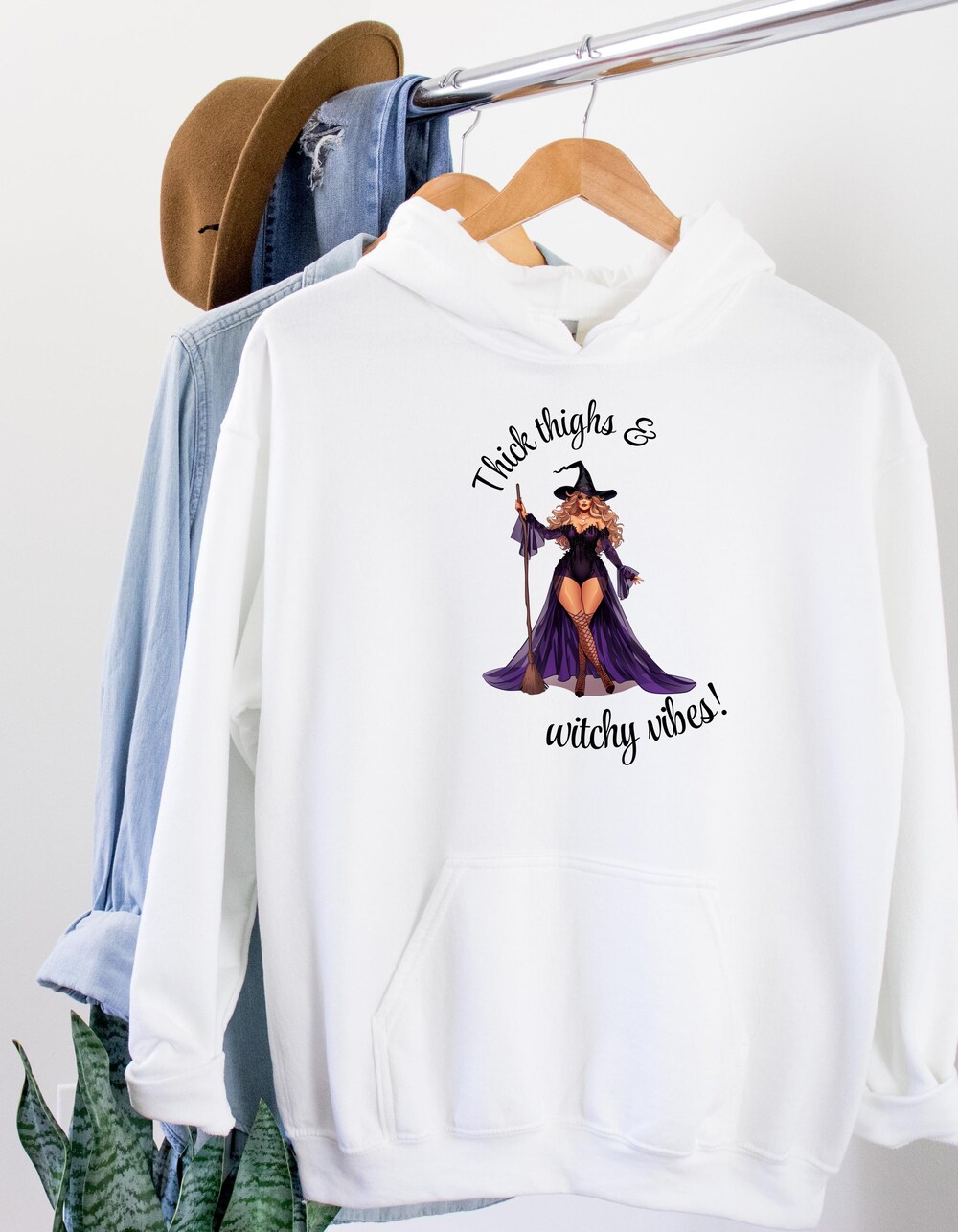 Magical, Witch, Witch, Hoodie Sweatshirt,Thick Thighs & Witchy Vibes Blonde,, Pagan, Witchy, Goddess Theteepulse