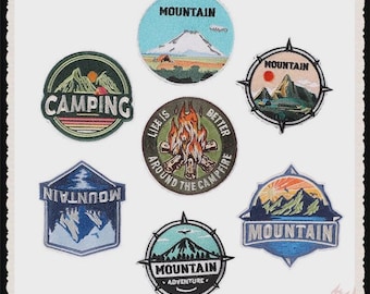 Outdoor Adventure - Mountains Iron-on Patch | Self-adhesive Sticker Patch | Sew on Iron on Badges Patches |