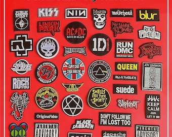 Parches termoadhesivos de bandas de rock: insignias punk bordadas