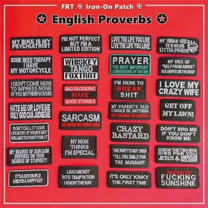Classic English Proverbs Iron-On Patch  | Sew on Iron on Badges Patches |