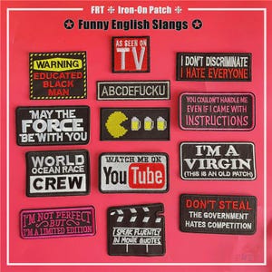 Funny English Slangs Iron-On Patch  | Sew on Iron on Badges Patches |