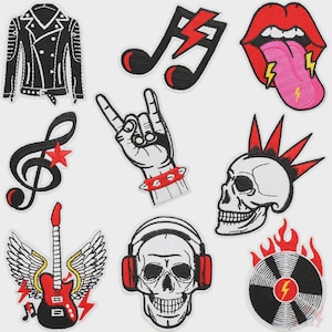 Punk Skull - Rock N Roll Iron-On Patch | Punk Iron-on Patch | Sew on Iron on Badges Patches |
