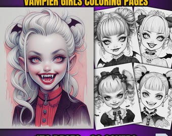 150 Vampire Girls Coloring Pages | Printable Art (PDF Format)