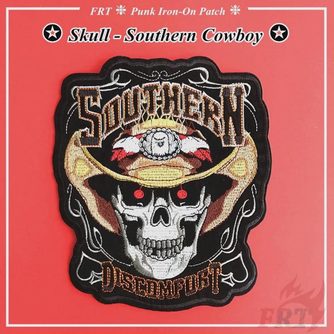 Punk Skull - Southern Cowboy | Motorcycle Iron-on Patch | Biker Club ...