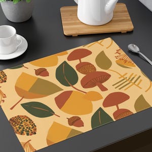 MCM-01-Fall Colours Placemat, Retro Table Setting, Modern Dining Decor, Unique Housewarming Gift, Kitchen Accessory, Vibrant Print
