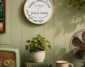 Reloj de pared personalizado para aniversario de bodas, regalo de feliz aniversario, feliz 50 aniversario, regalo de aniversario de bodas