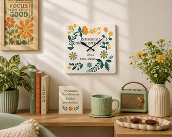 Personalized Retirement Clock, Gift for Her, Custom Wall Clock, Happy Retirement Decor, Retirement Gifts, Co-Worker Appreciation