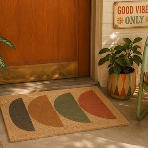 Mid-Century Modern Fußmatte - Willkommen Matte, Eingangsbereich Dekor, Hauseingang Teppich, Einzigartiges Geschenk, Outdoor-Stil, Modernes Dekor