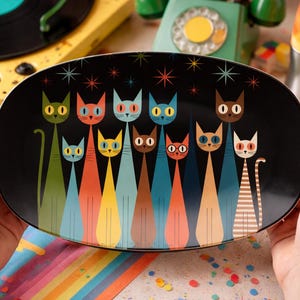 Decorative Platter, Modern Quirky Cats, Dog Mom Gift