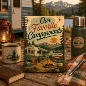 Our Favorite Campgrounds Spiral Notebook | Camping Retro Travel Journal