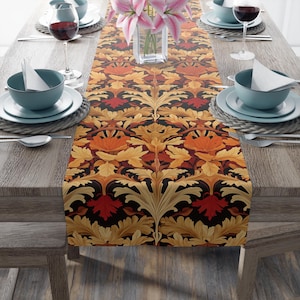 Fall Colours Table Runner, Cotton or Polyester Mid-Century Modern Dining Table Decor, Gift for Her, Housewarming giftWM101