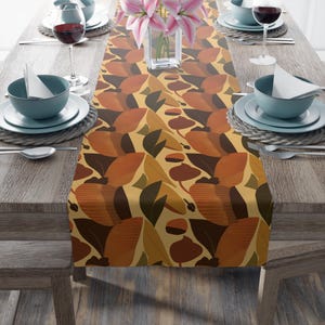 Mid-Century Modern Fall Table Runner, Cotton or Polyester Decor for Dining, Dining Table Decor, Gift for Her, Housewarming gift