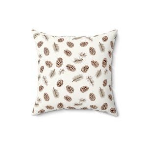 Square Pillow, Pinecone Decorative Pillow, Cottage Collection
