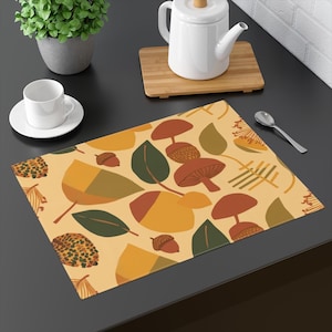 Fall Colours Placemat, Retro Table Setting, Modern Dining Decor, Unique Housewarming Gift, Kitchen Accessory, Vibrant Print