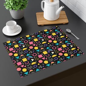 Modern Colorful Geometric Placemat, Fun Table Setting, Modern Dining Decor, Unique Housewarming Gift, Kitchen Accessory, Vibrant Print