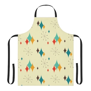 ミッドセンチュリーモダンキッチンエプロン | 楽しい料理ギフト、彼女へのギフト、シェフエプロン、クリスマスギフト、家庭料理人へのギフト