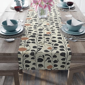 Runner da tavolo in cotone botanico - Centrotavola elegante per tavolo da pranzo, stile boho moderno
