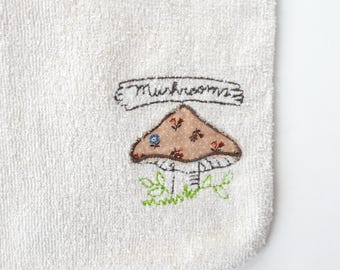 Vintage Embroidered Mushroom Washcloth