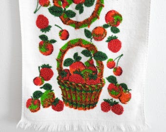 Vintage Red Fruit Basket Hand Towel