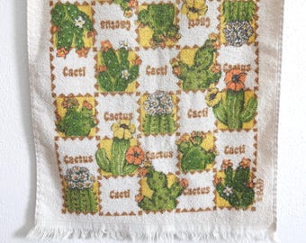 Toalla de mano con diseño de cactus, estilo vintage.
