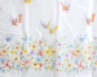 1970s Butterfly Curtain Panel, Short Cafe Curtain