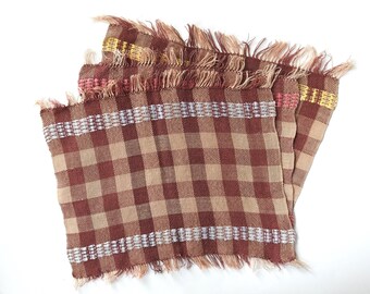 Handwoven Plaid Placemats, Set of 3
