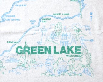 Vintage Beach Towel, Green Lake Wisconsin, 33x56