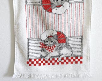Toalla de mano vintage con diseño de gato chef, toalla de cocina