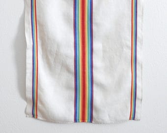 Vintage Rainbow Stripe Tea Towel, Linen Kitchen Towel