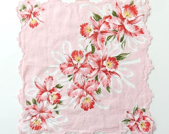 Pink Red Daffodil Handkerchief